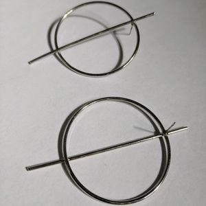 silver abstract post hoop earrings